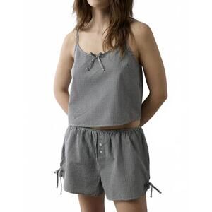 AE Flirty Woven Tank PJ Set American Eagle Black Gingham NWT Small